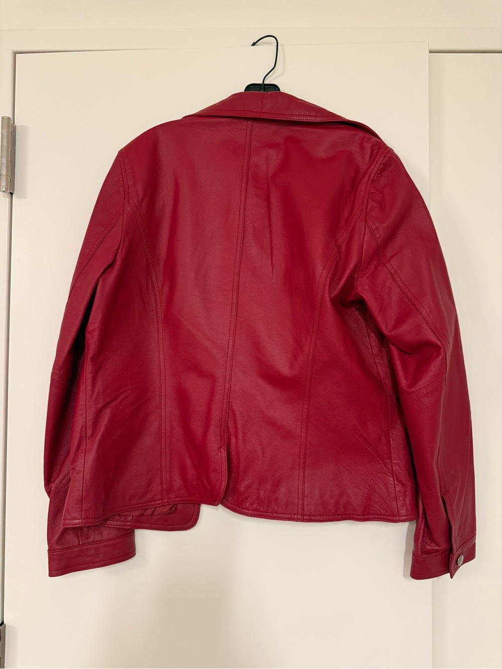 CAMI RED LEATHER BIKER MOTO JACKET, size 16 - Picture 5 of 5